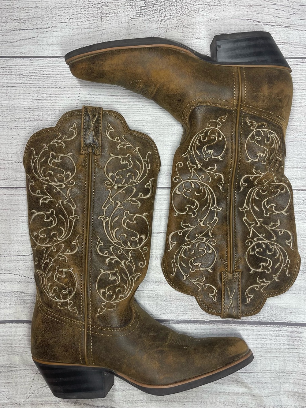 Twisted X Women’s 6 Brown Leather Fancy Stitched Round Toe Boots